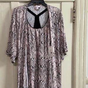 Secret treasures women’s nightgown robe‎ set large pink &black Medium-NWT